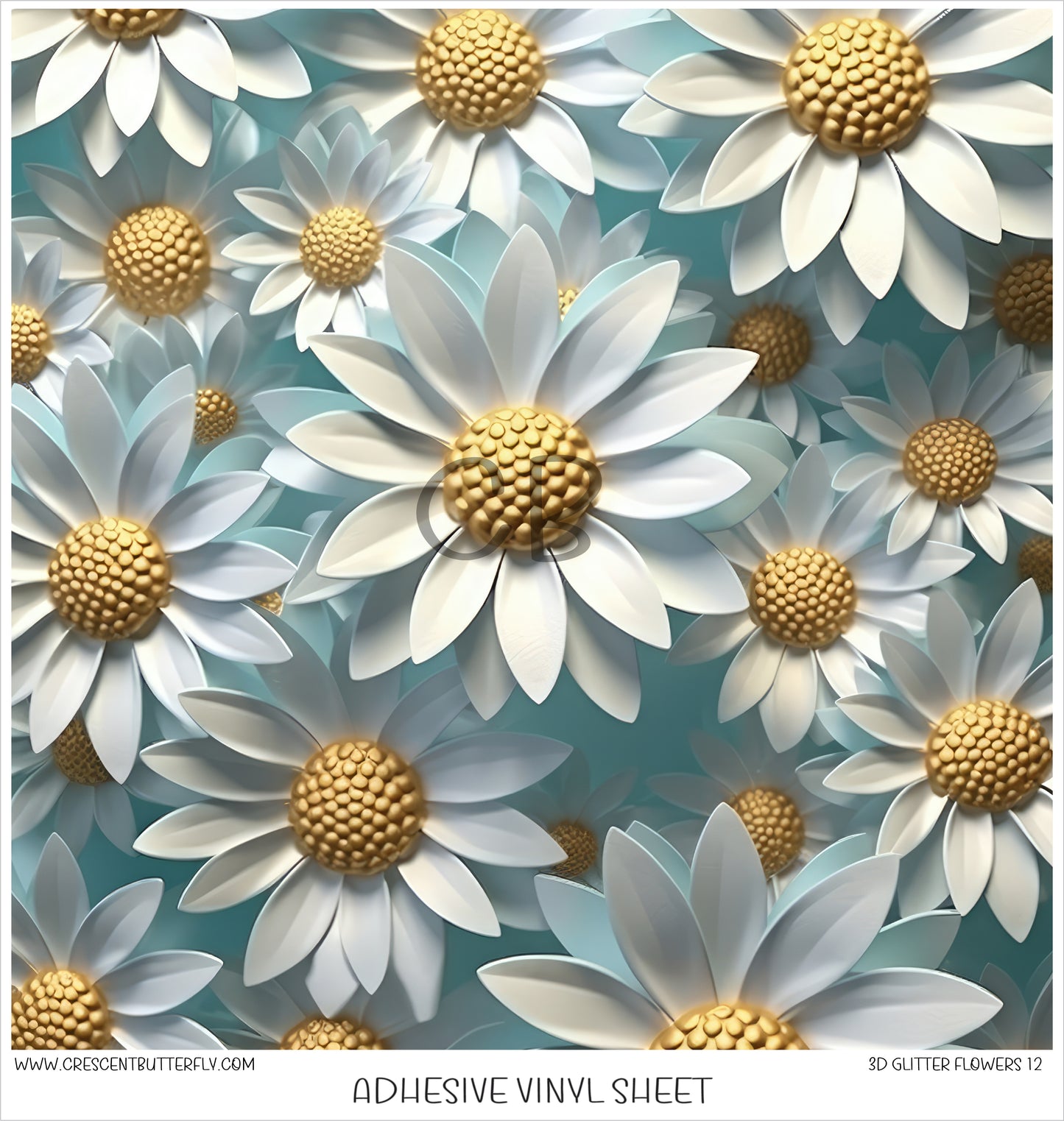 Glitter Flowers 12 3D Printed Vinyl Sheet/Wrap