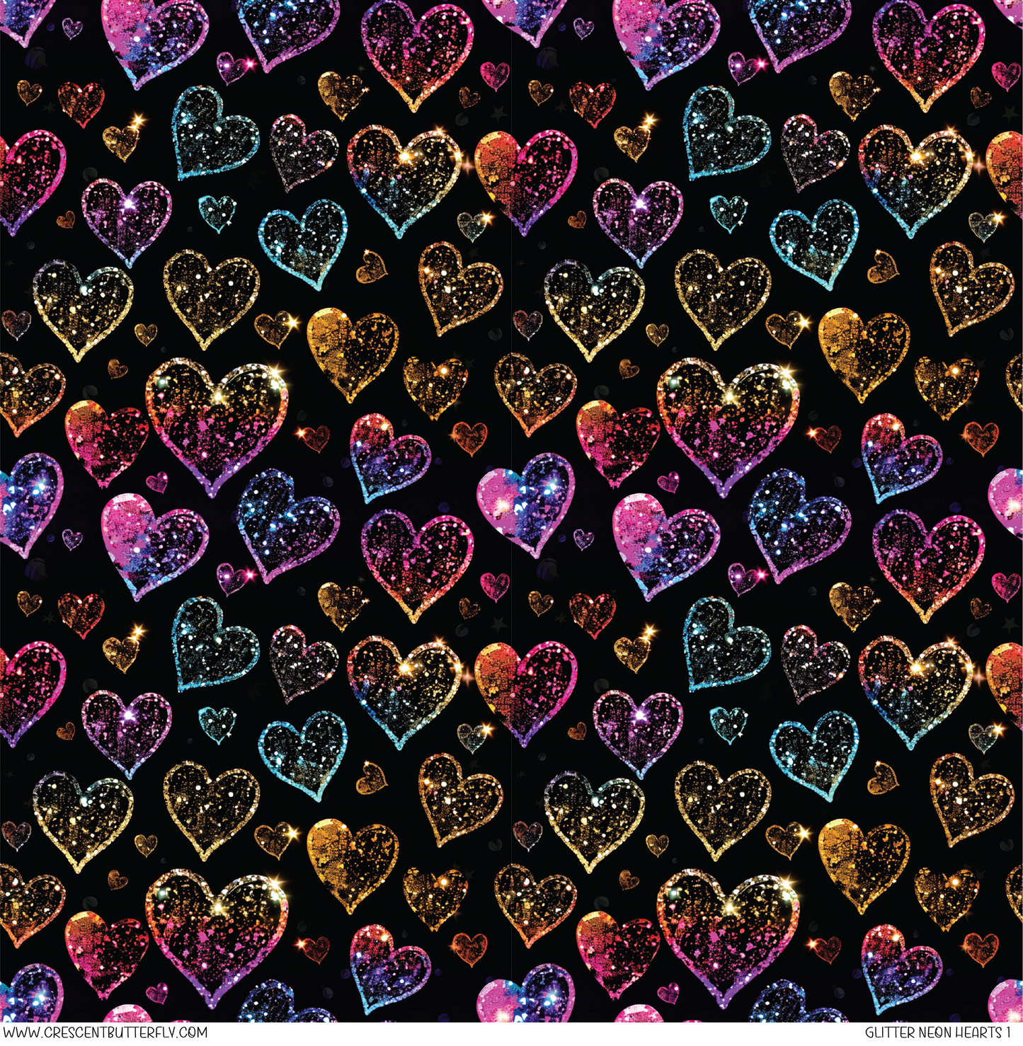 Glitter Neon Hearts 1 Pattern Vinyl Sheet/Wrap