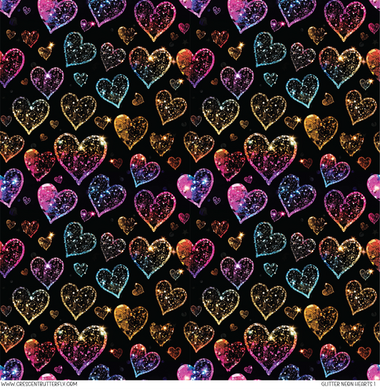 Glitter Neon Hearts 1 Pattern Vinyl Sheet/Wrap