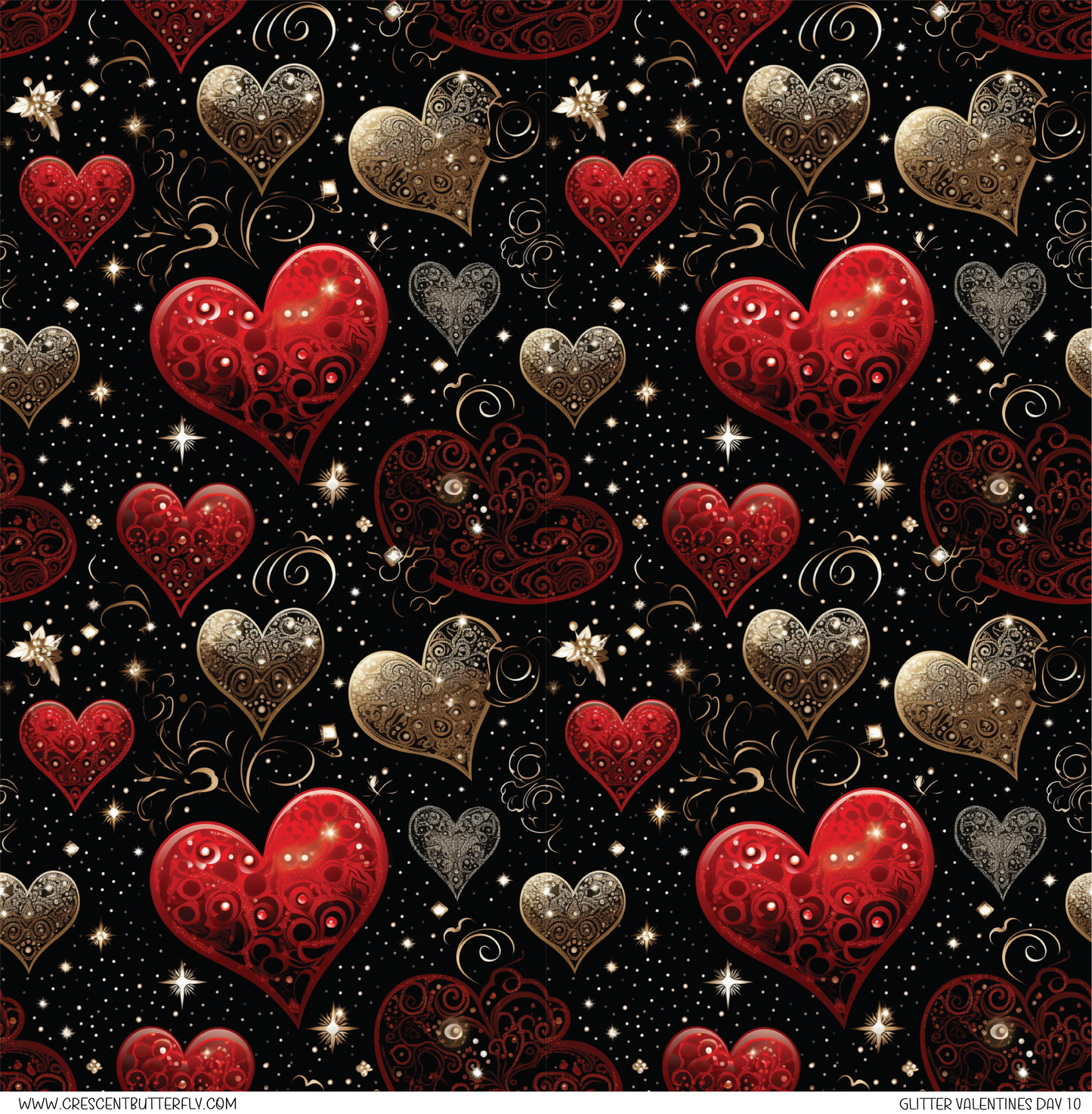 Glitter Valentines Day 10 Printed Vinyl Sheet/Wrap