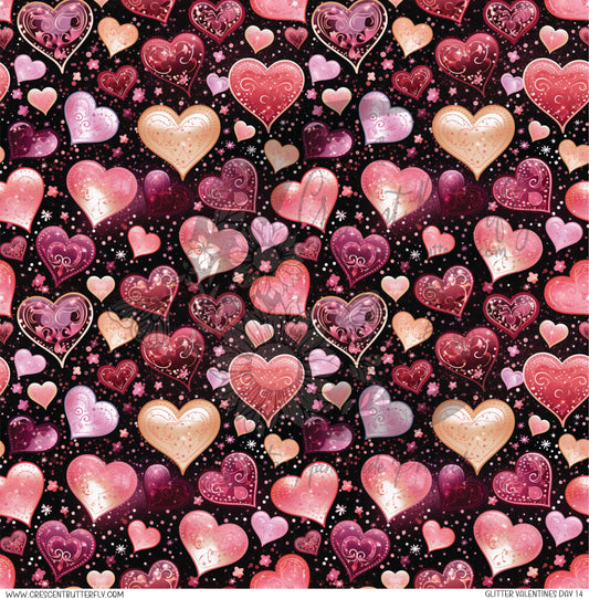 Glitter Valentines Day 14 Printed Vinyl Sheet/Wrap
