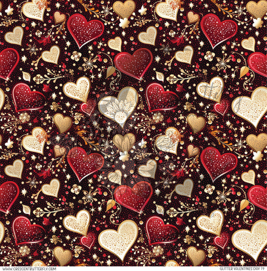 Glitter Valentines Day 19 Printed Vinyl Sheet/Wrap
