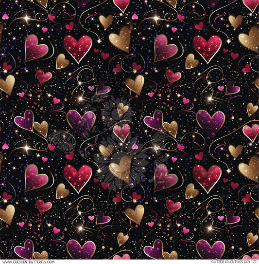 Glitter Valentines Day 25 Printed Vinyl Sheet/Wrap