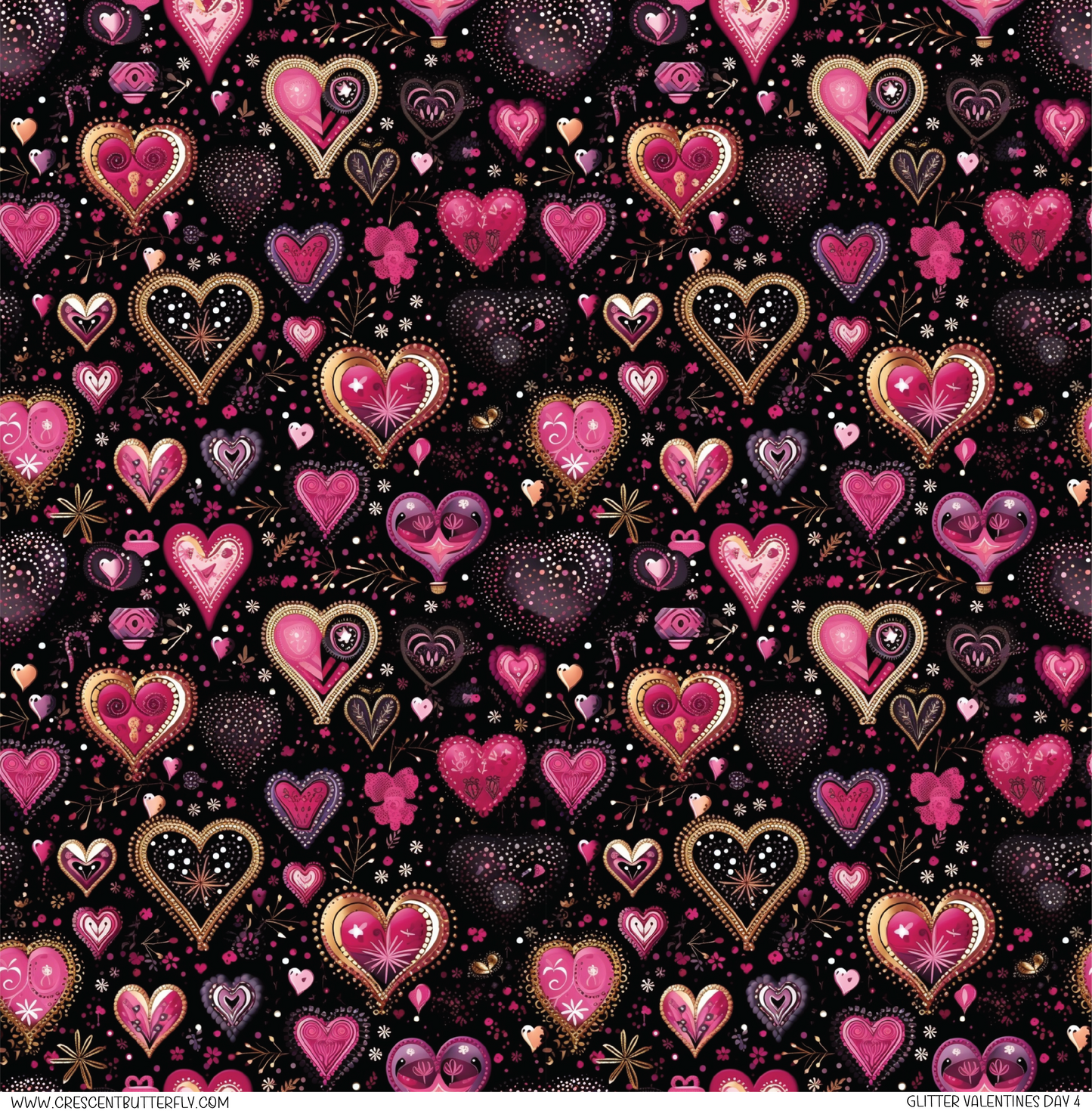 Glitter Valentines Day 4 Pattern Vinyl Sheet/Wrap