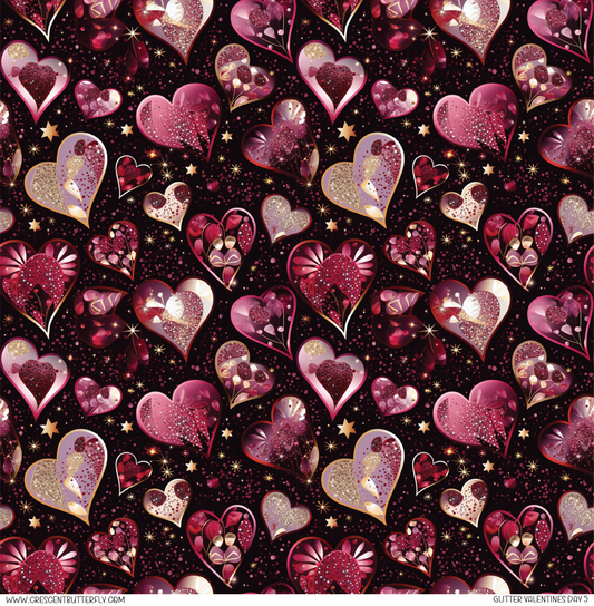 Glitter Valentines Day 5 Pattern Vinyl Sheet/Wrap