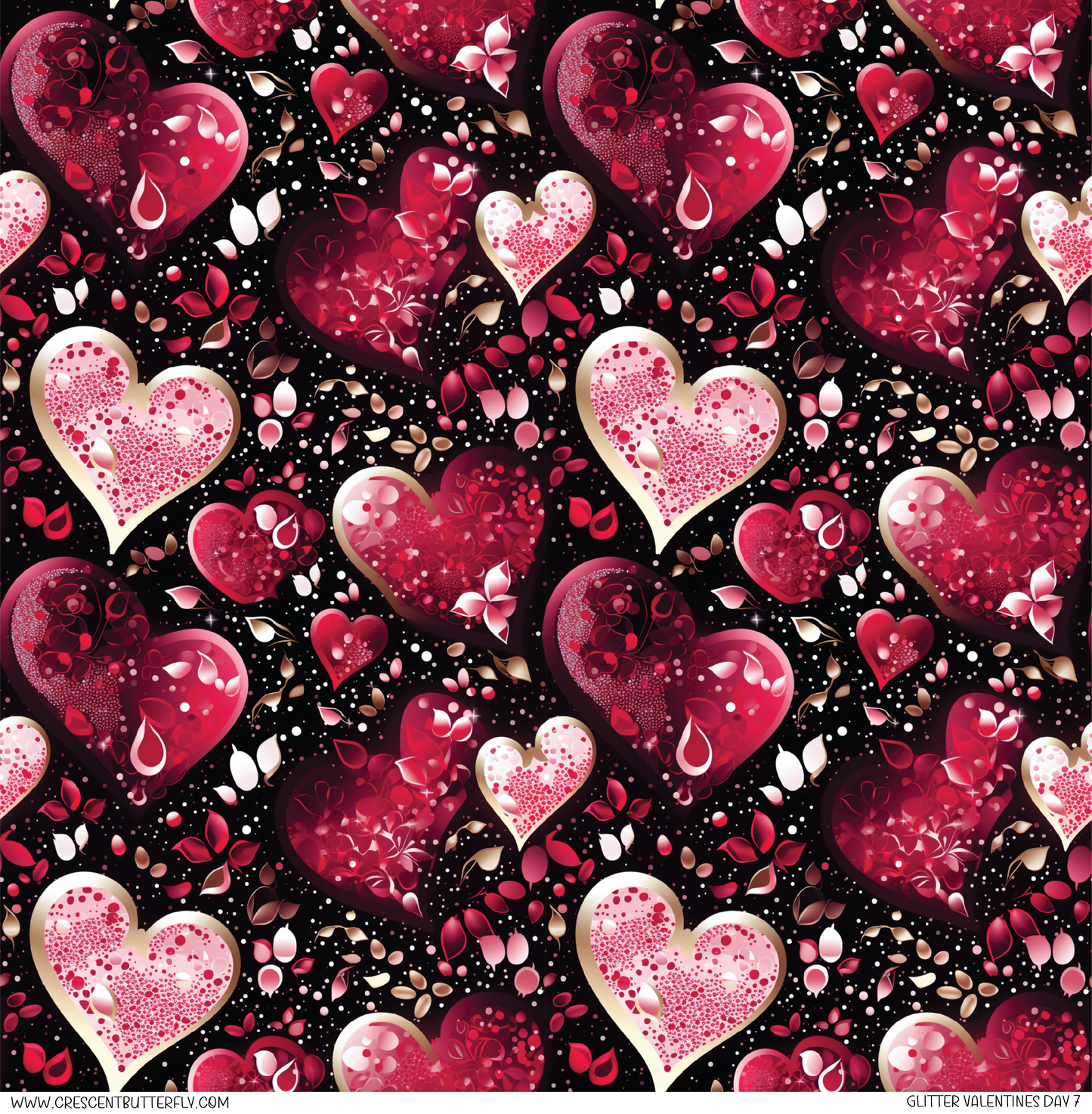 Glitter Valentines Day 7 Pattern Vinyl Sheet/Wrap