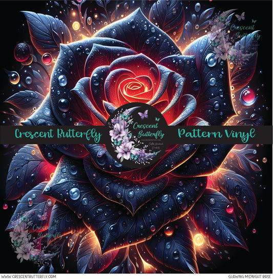 Glowing Midnight Rose Printed Vinyl Sheet/Wrap