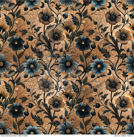 Gothic Floral Twist 1 Printed Vinyl Sheet/Wrap