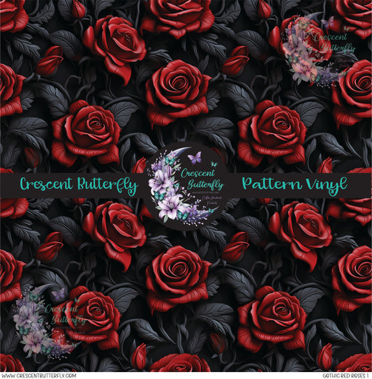Gothic Red Roses 1 Printed Vinyl Sheet/Wrap