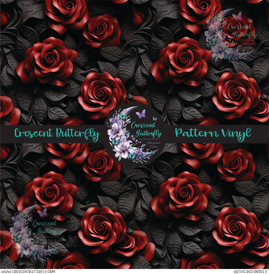 Gothic Red Roses 3 Printed Vinyl Sheet/Wrap