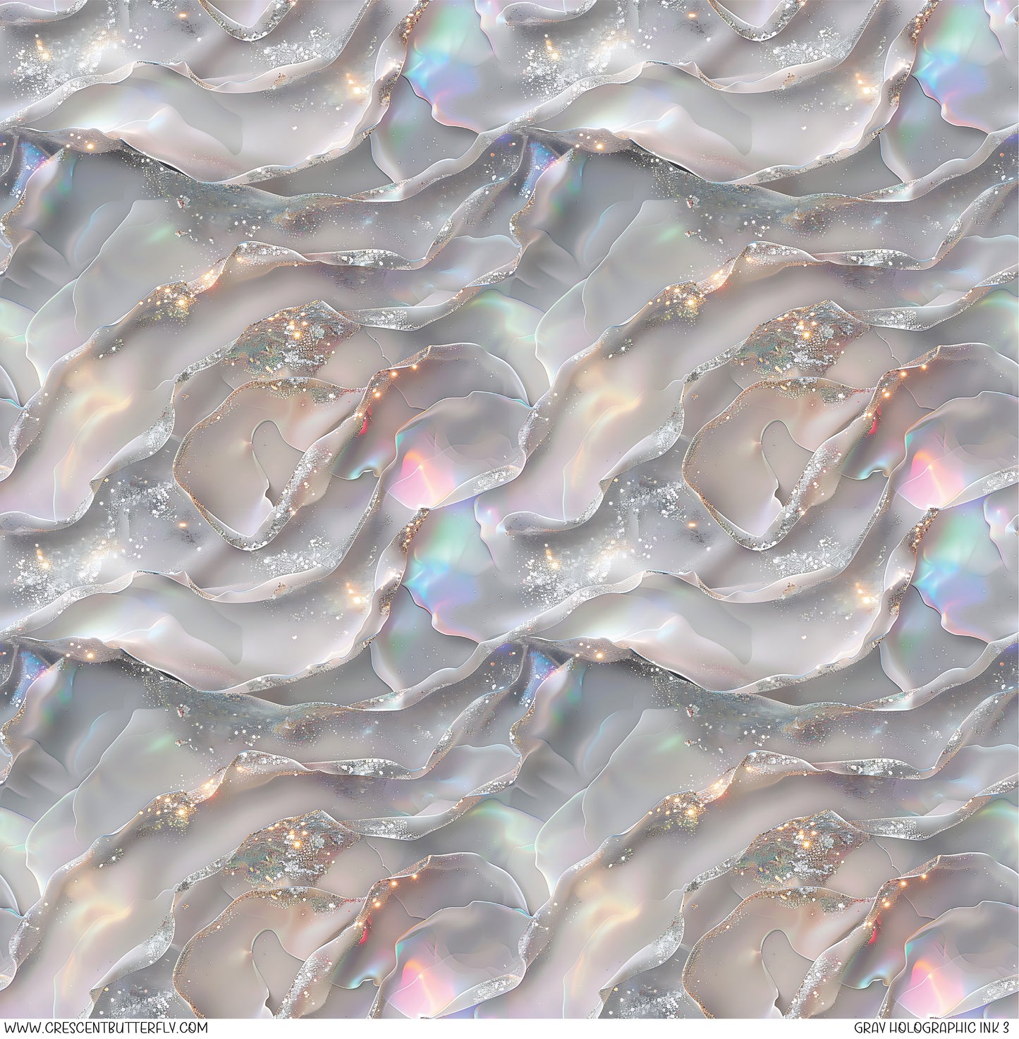 Gray Holographic Ink 3 Printed Pattern Vinyl Sheet/Wrap