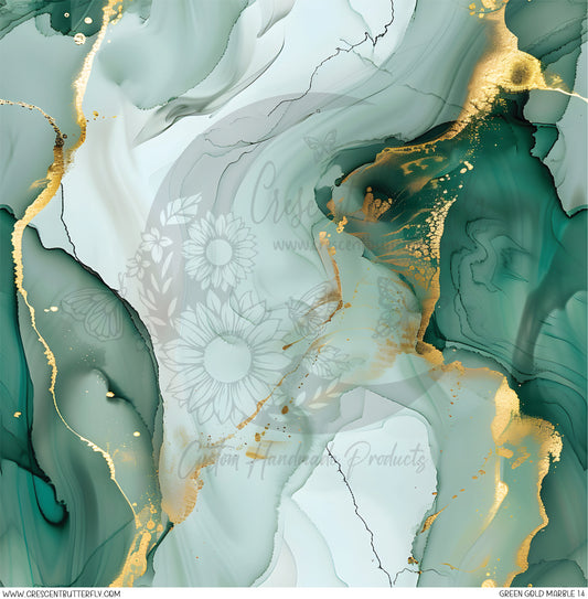Green Gold Marble 14 Printed Vinyl Sheet/Wrap