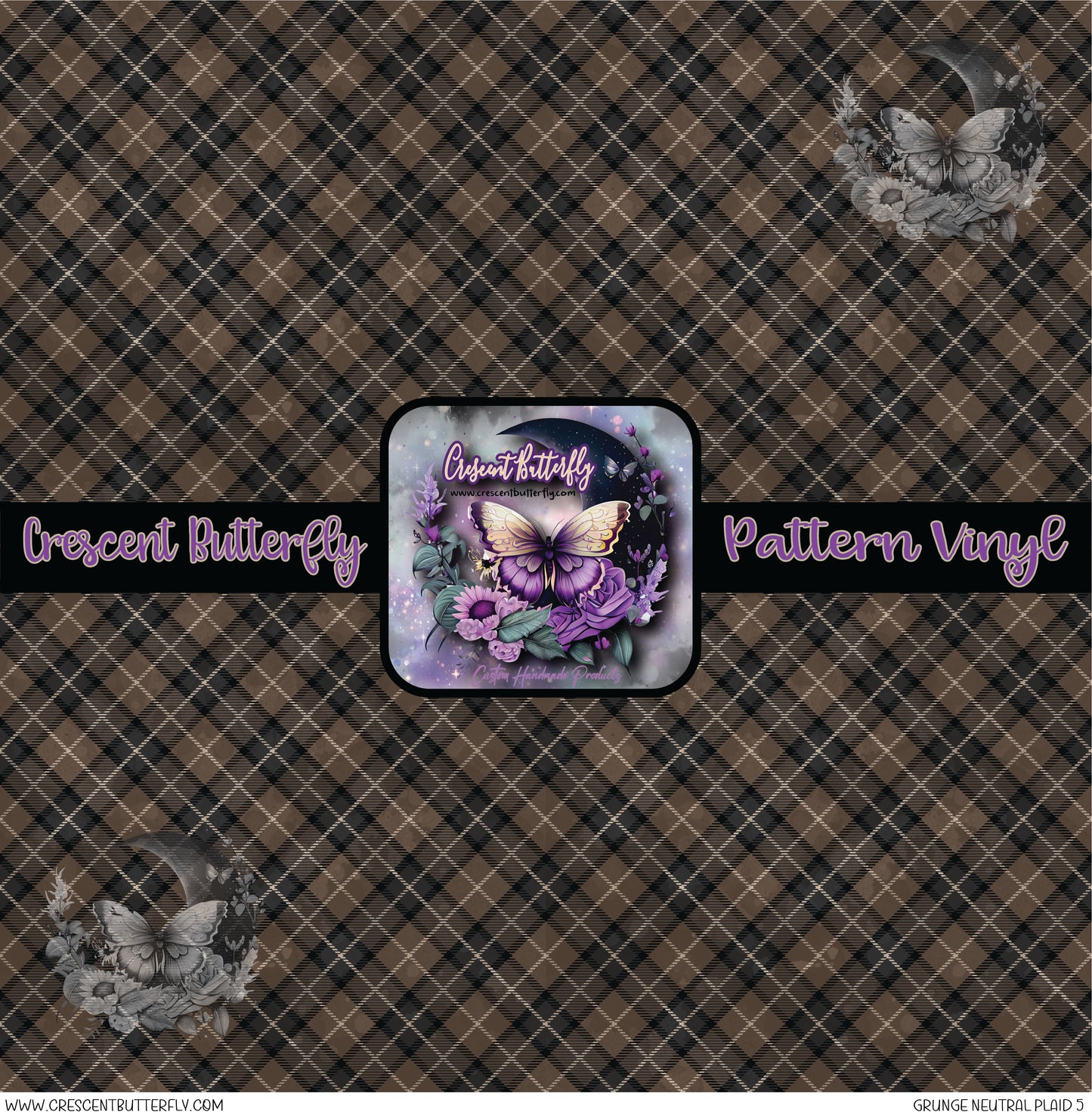 Grunge Neutral Plaid 5 Printed Vinyl Sheet/Wrap