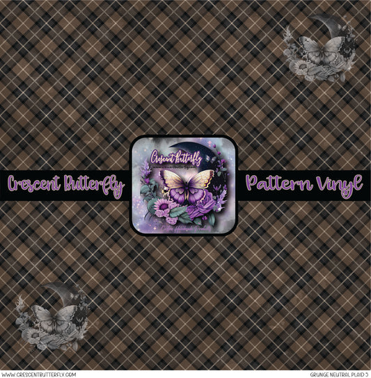Grunge Neutral Plaid 5 Printed Vinyl Sheet/Wrap