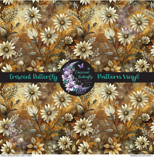 Grunge Wilted Daisy 1 Printed Vinyl Sheet/Wrap