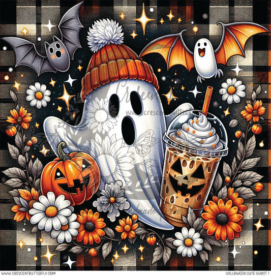 Halloween Cute Ghost 1 Printed Vinyl Sheet/Wrap