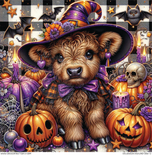 Halloween Highland Cow 12 Printed Vinyl Sheet/Wrap