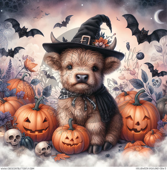 Halloween Highland Cow 3 Printed Vinyl Sheet/Wrap