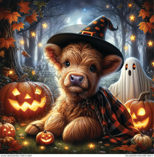 Halloween Highland Cow 4 Printed Vinyl Sheet/Wrap