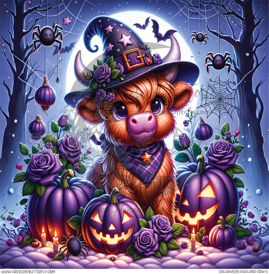Halloween Highland Cow 6 Printed Vinyl Sheet/Wrap