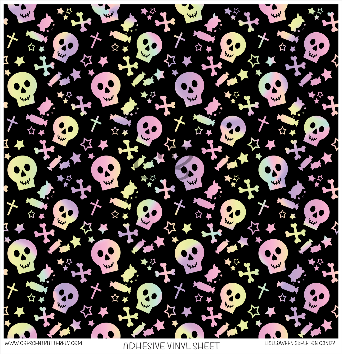 Halloween Skeleton Candy Printed Vinyl Sheet/Wrap