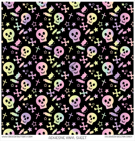 Halloween Skeleton Candy Printed Vinyl Sheet/Wrap