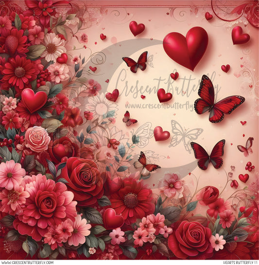 Hearts Butterfly 11 Printed Vinyl Sheet/Wrap