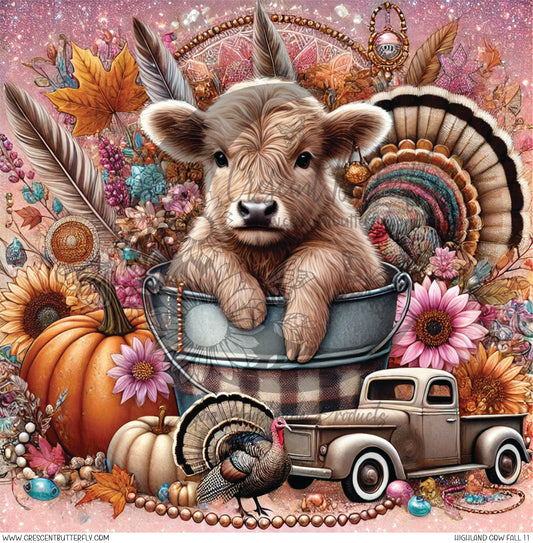 Highland Cow Fall 11 Printed Vinyl Sheet/Wrap