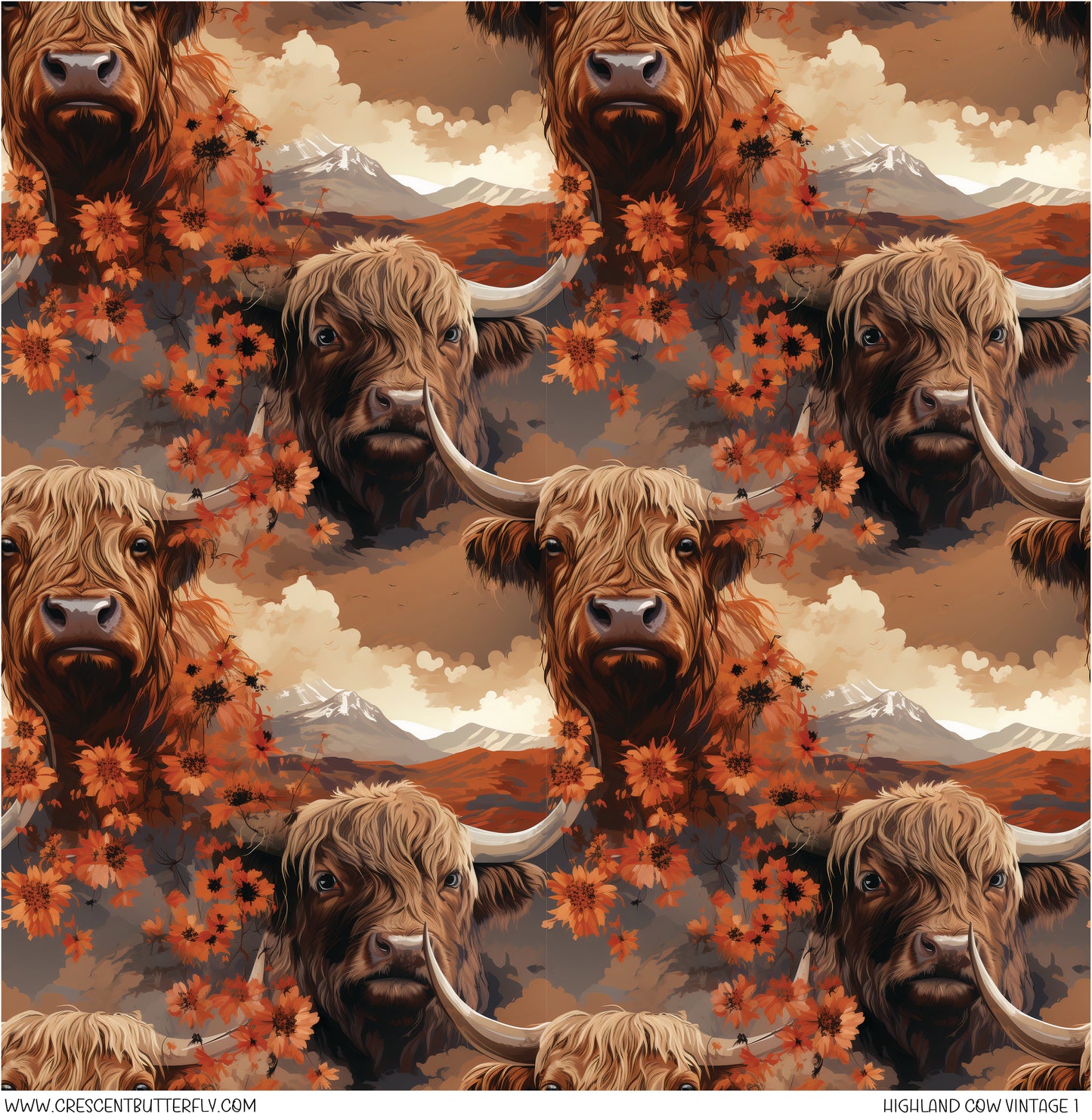 Highland Cow Vintage 1 Vinyl Sheet/Wrap