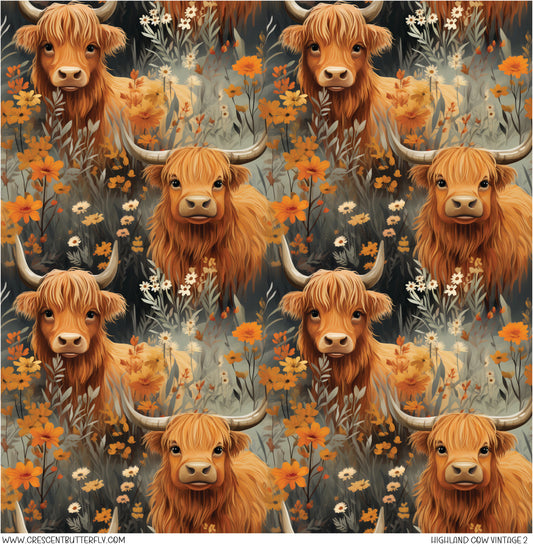 Highland Cow Vintage 2 Vinyl Sheet/Wrap