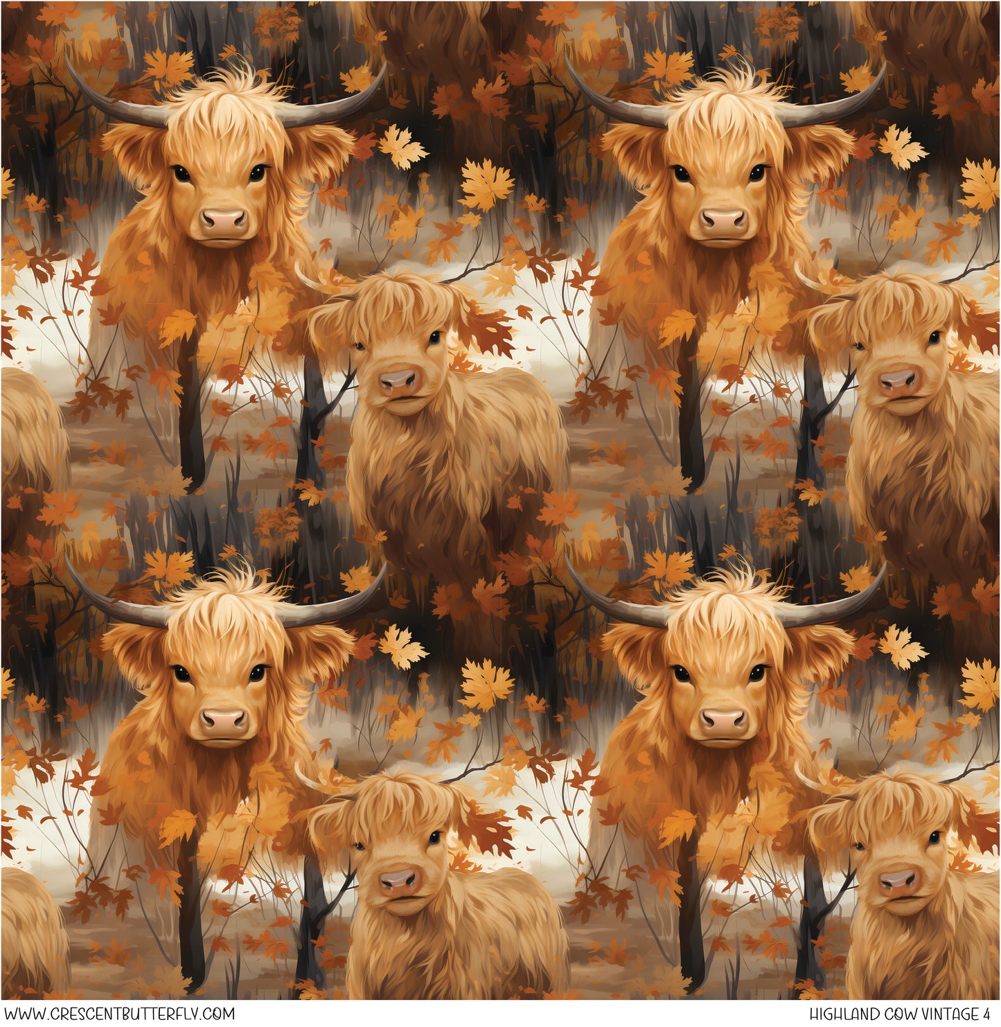 Highland Cow Vintage 4 Vinyl Sheet/Wrap