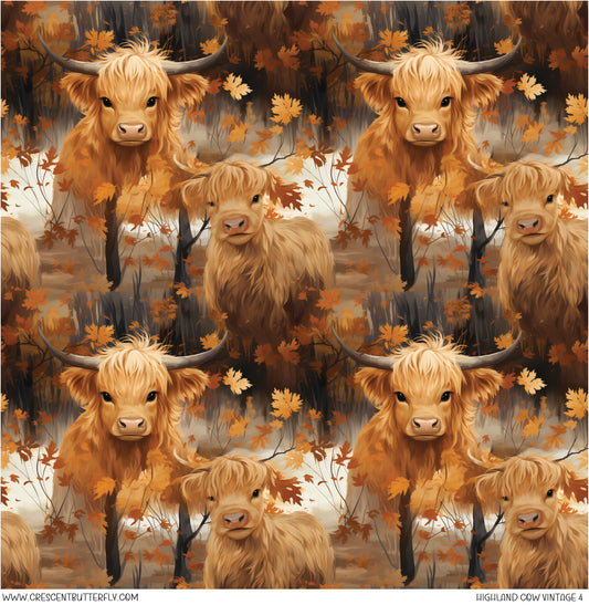 Highland Cow Vintage 4 Vinyl Sheet/Wrap