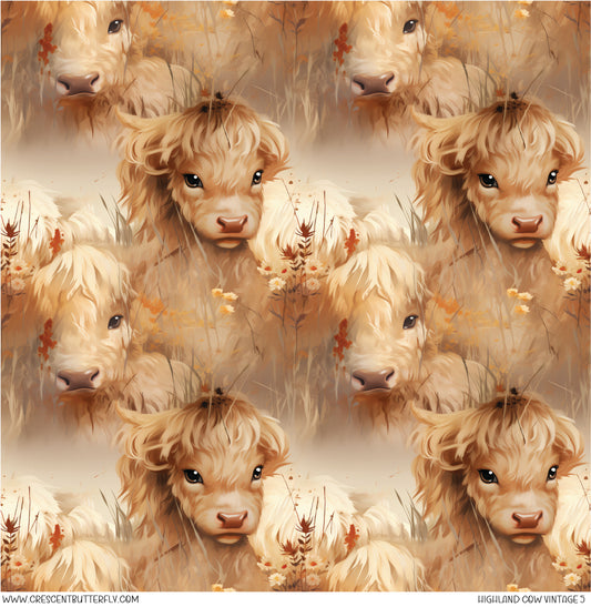 Highland Cow Vintage 5 Vinyl Sheet/Wrap