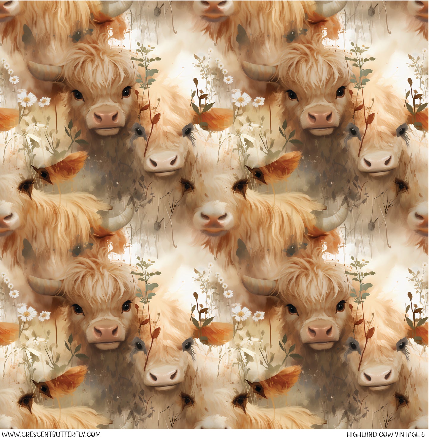 Highland Cow Vintage 6 Vinyl Sheet/Wrap