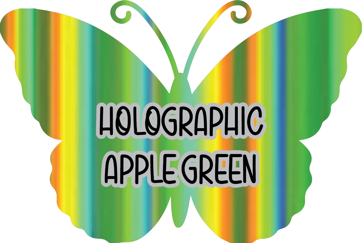 Holographic Apple Green Pre-Cut Pinstripe Vinyl Sheet