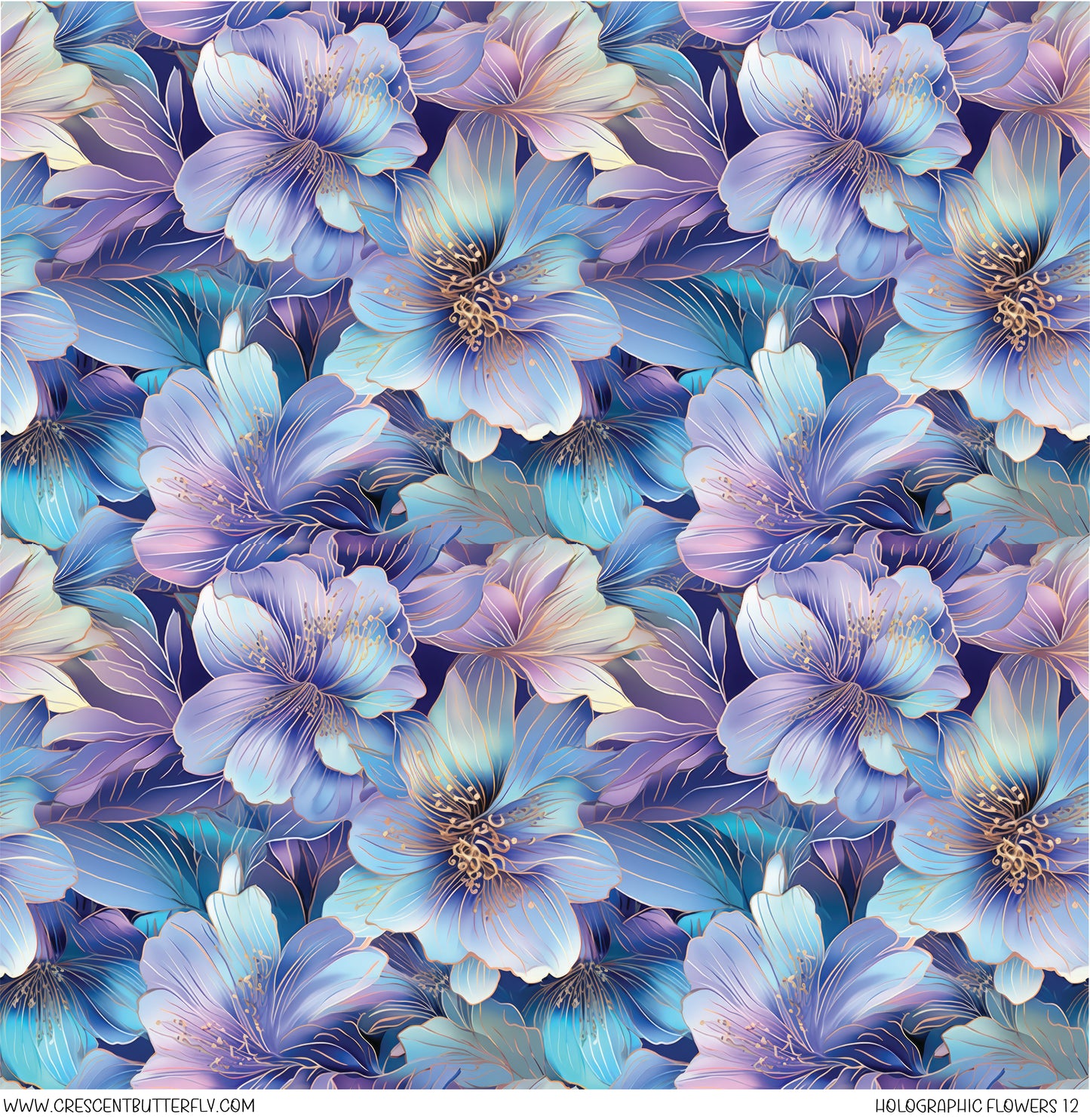 Holographic Flowers 12 Printed Vinyl Sheet/Wrap