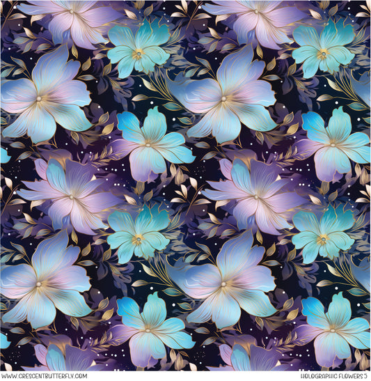 Holographic Flowers 5 Printed Vinyl Sheet/Wrap