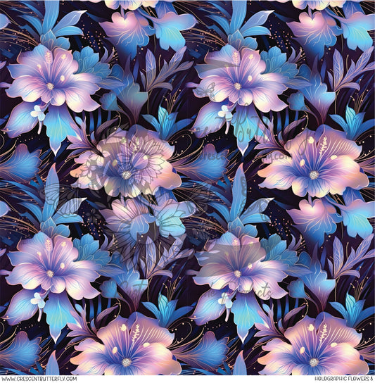 Holographic Flowers 8 Printed Vinyl Sheet/Wrap
