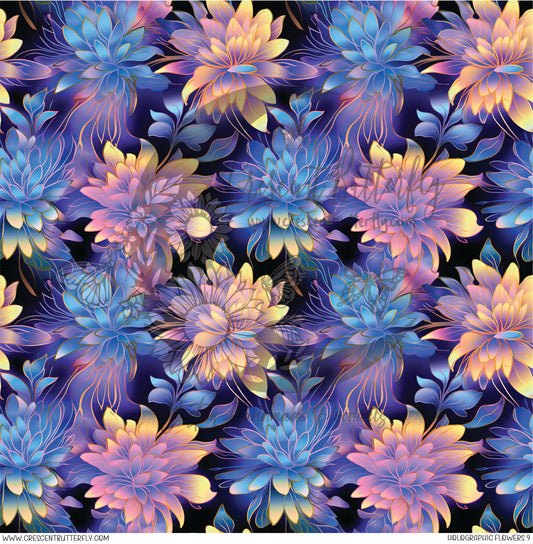 Holographic Flowers 9 Printed Vinyl Sheet/Wrap