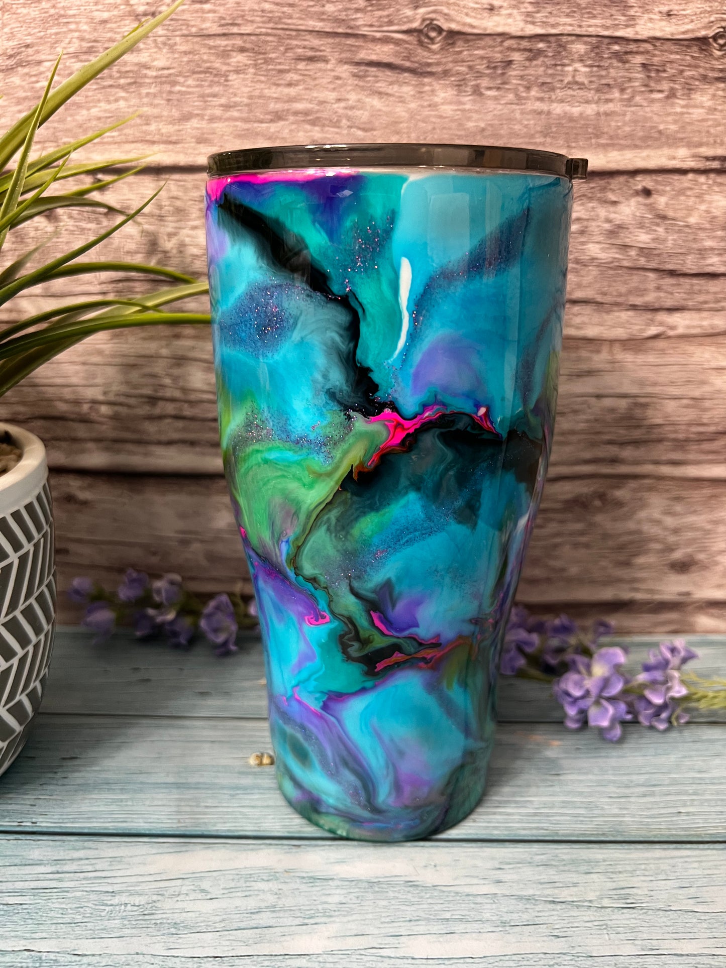 Electric Blue Handmade Custom Epoxy Tumbler