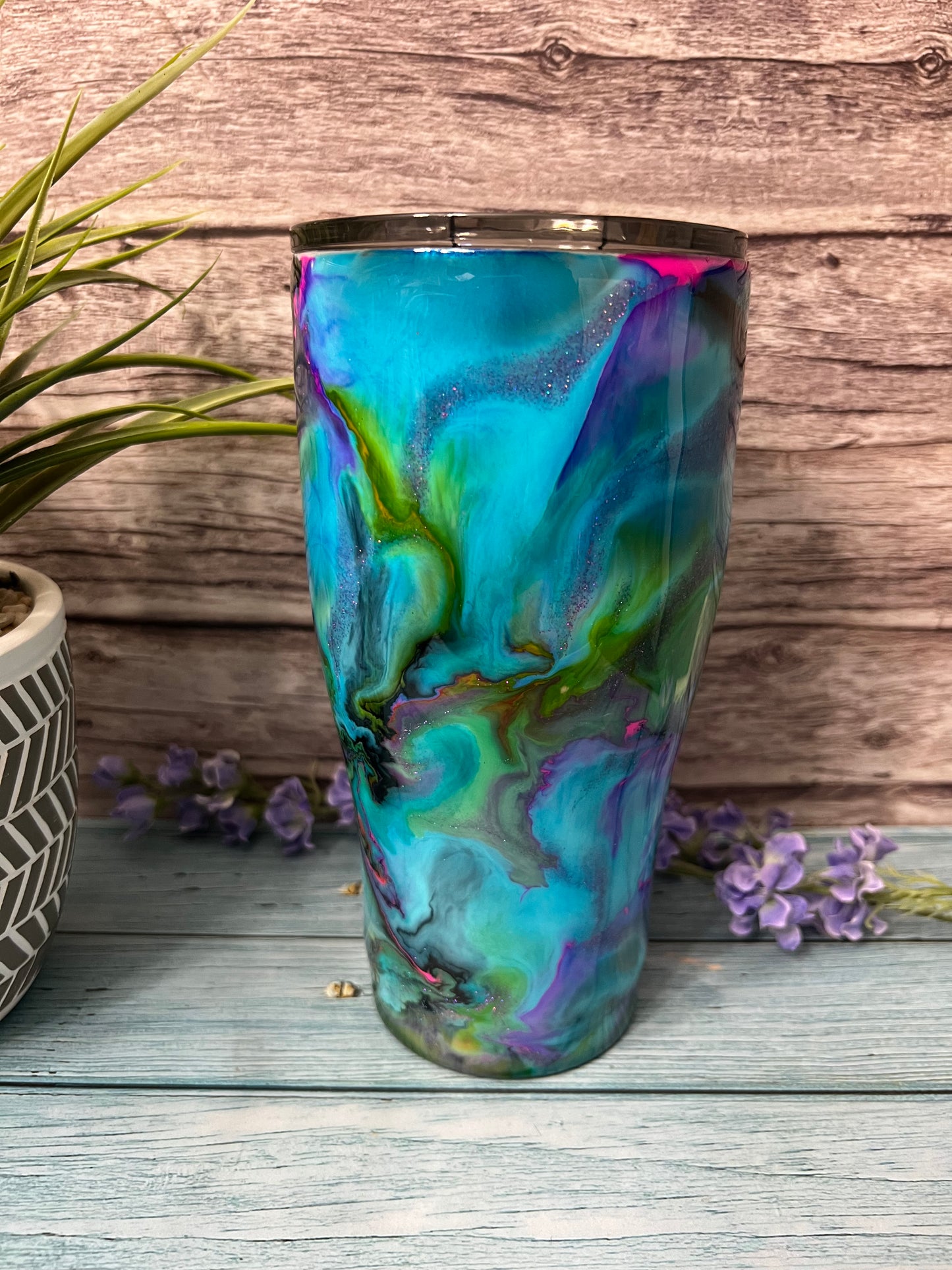 Electric Blue Handmade Custom Epoxy Tumbler