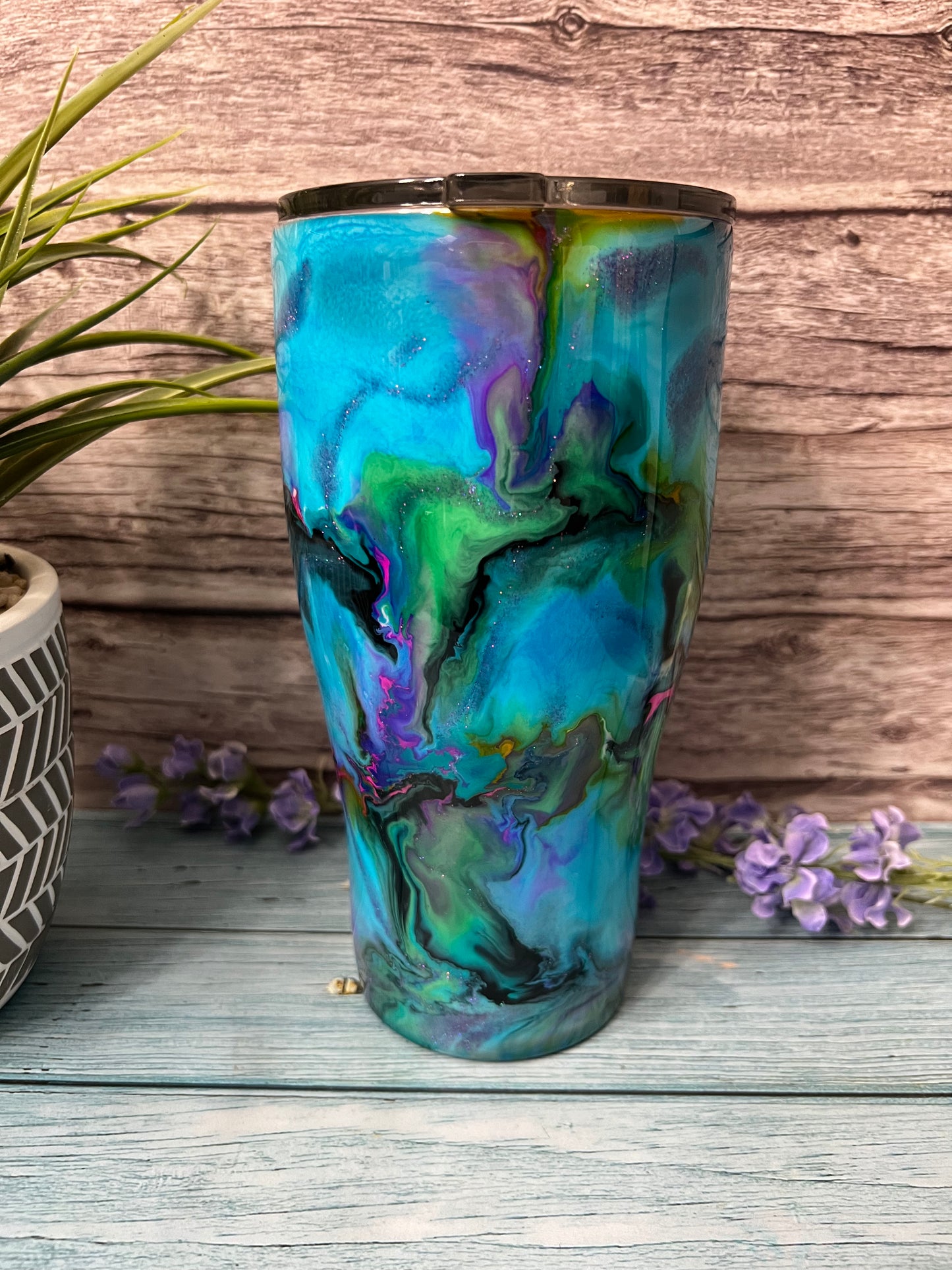 Electric Blue Handmade Custom Epoxy Tumbler