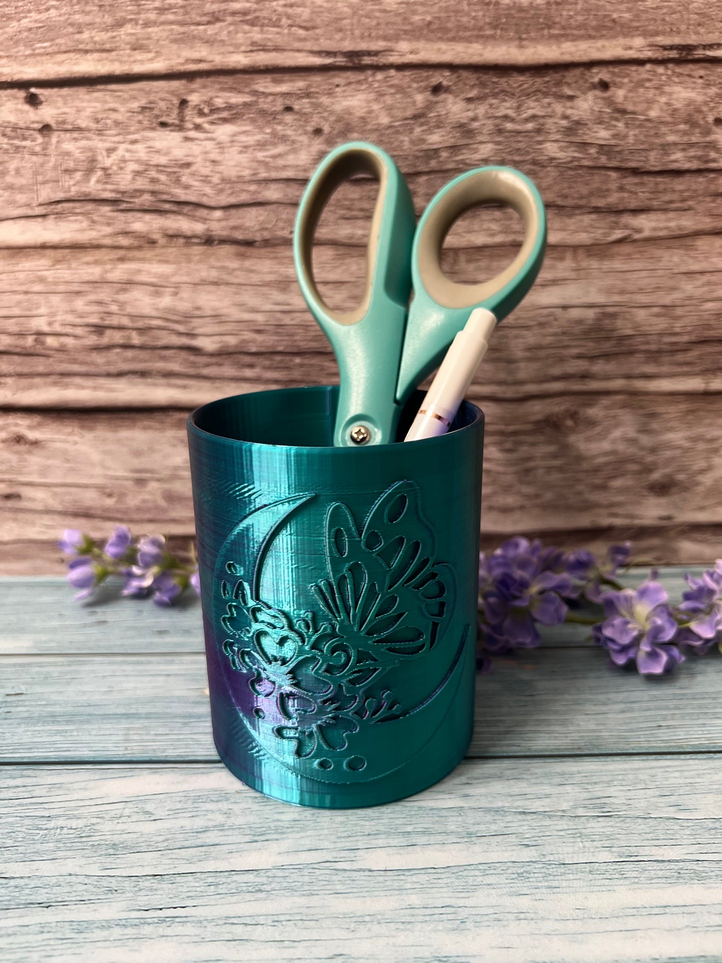 Crescent Butterfly Pen Holder Desk Accessory -3D Printed