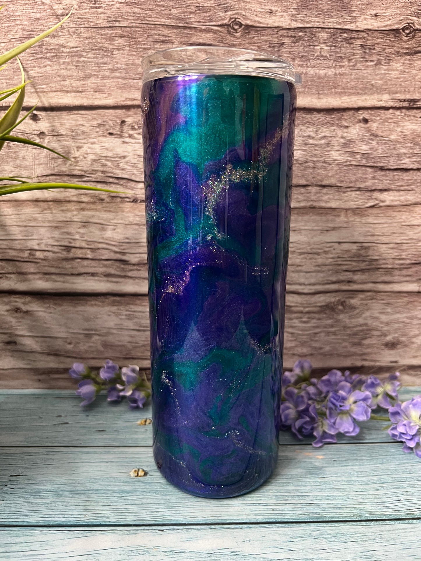 Peacock Sky Handmade Custom Epoxy Tumbler