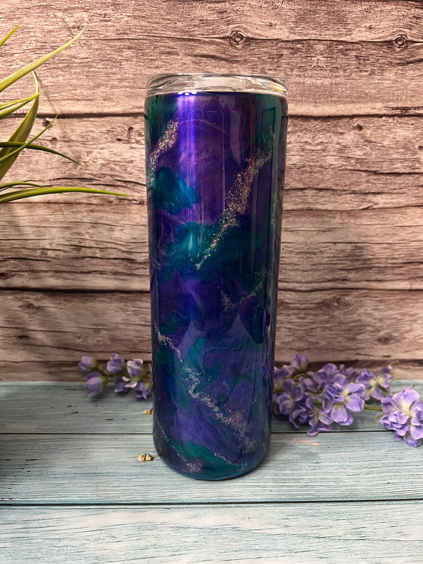 Peacock Sky Handmade Custom Epoxy Tumbler