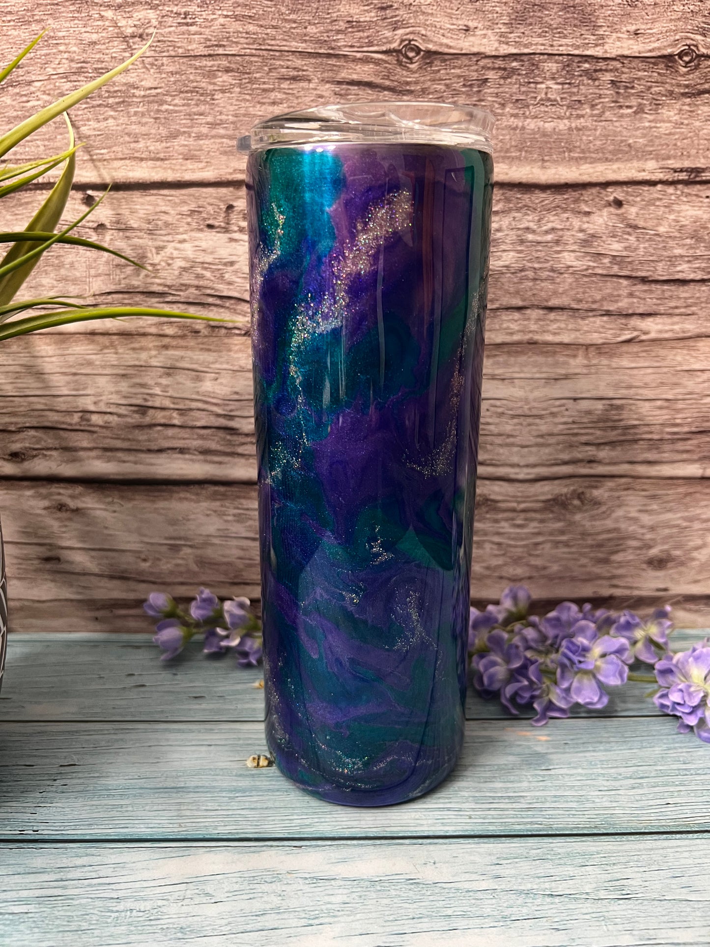 Peacock Sky Handmade Custom Epoxy Tumbler