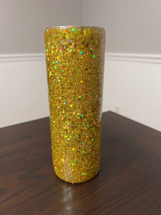 Yellow Gold Chunky Glitter-20oz Skinny Tumbler-Pre Made