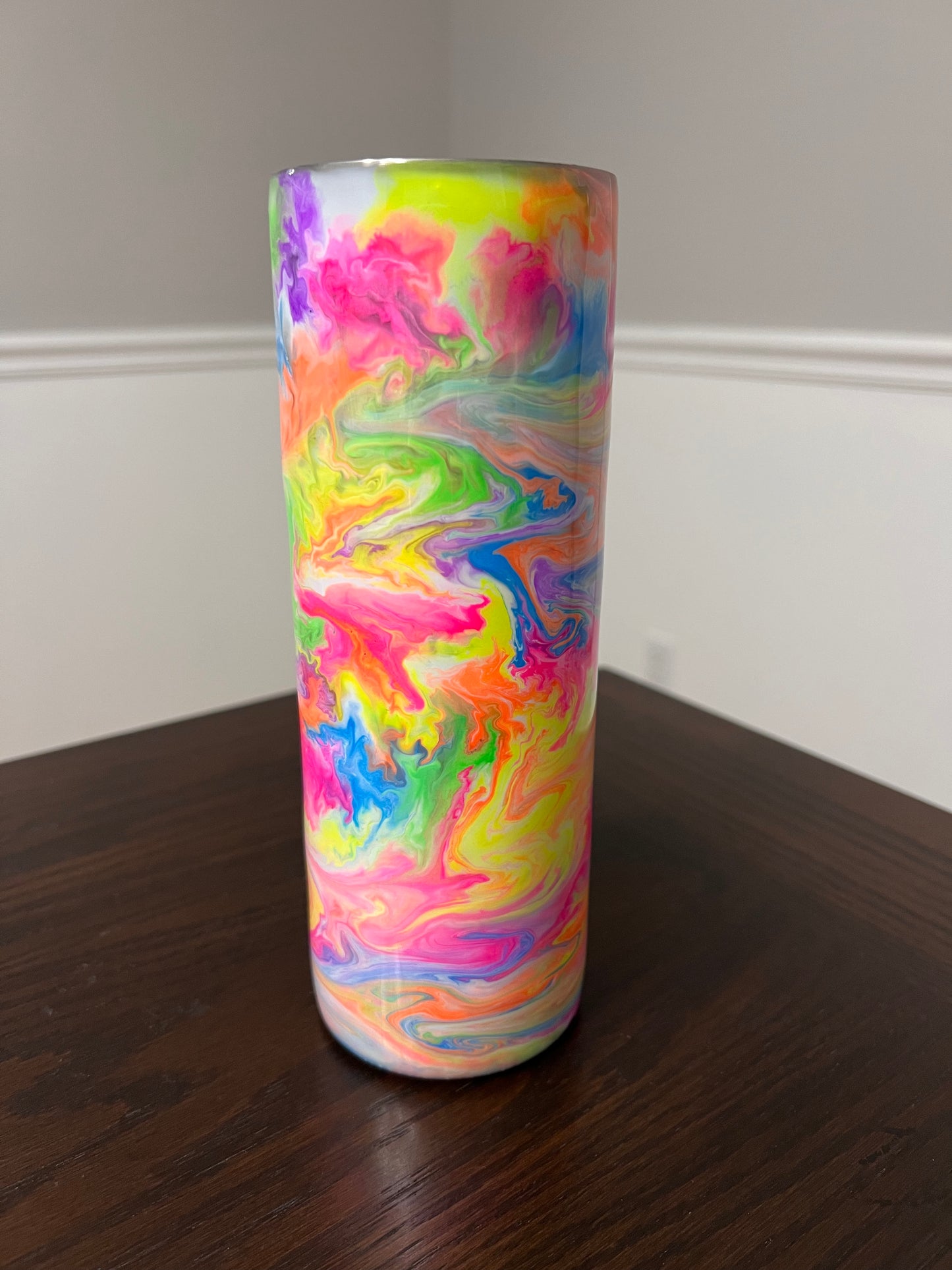 RTS #42 Neon Swirls -20oz Skinny Tumbler-Pre Made-RTS