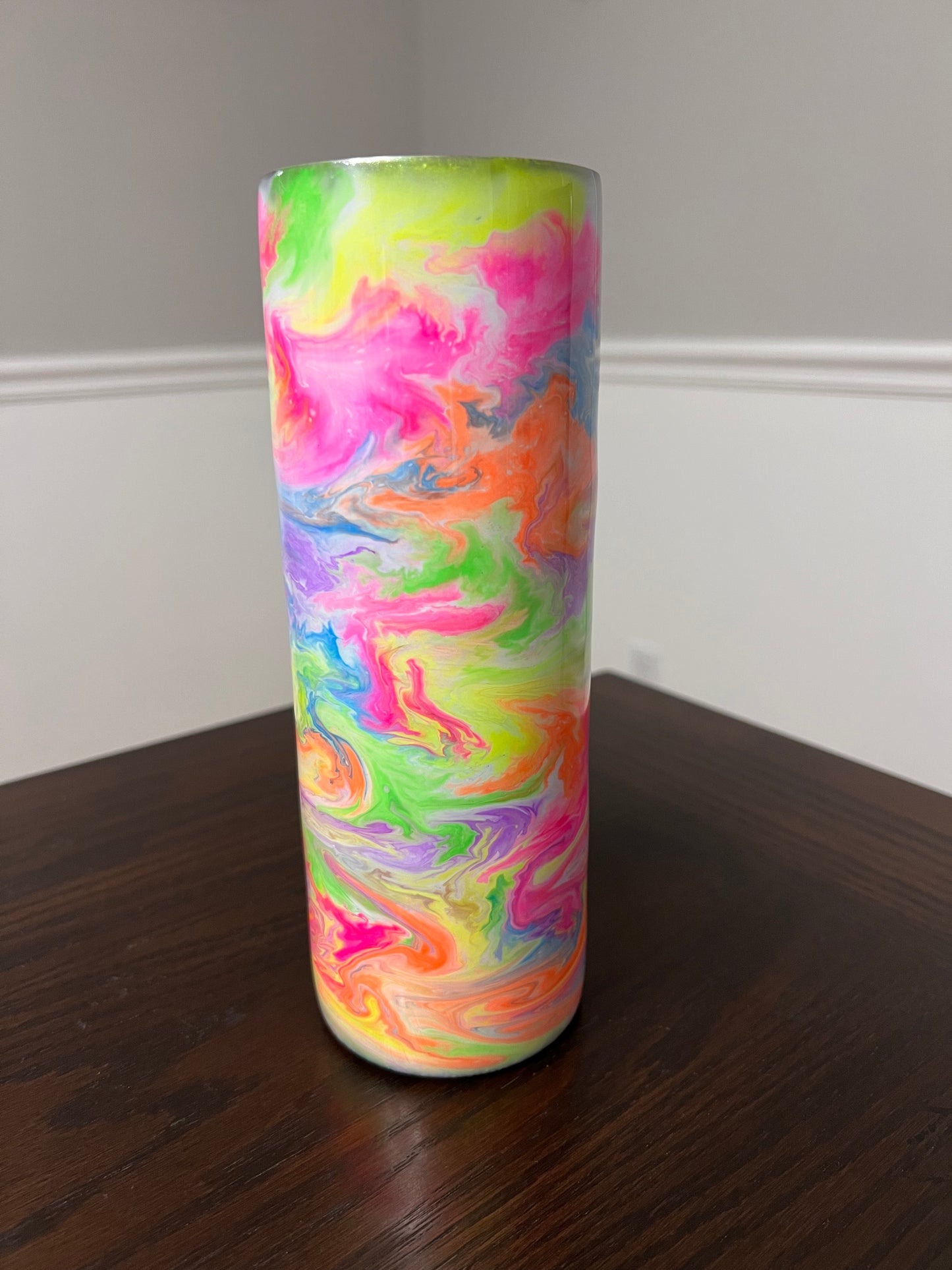 RTS #42 Neon Swirls -20oz Skinny Tumbler-Pre Made-RTS