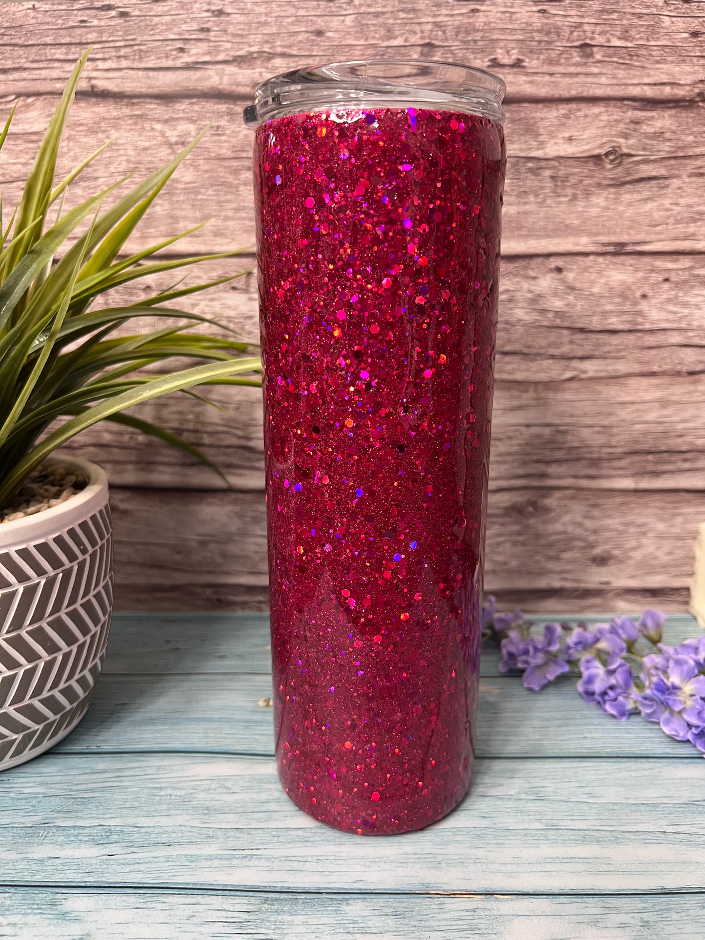 Chunky Dark Pink Glitter-30oz Skinny Tumbler-Pre Made